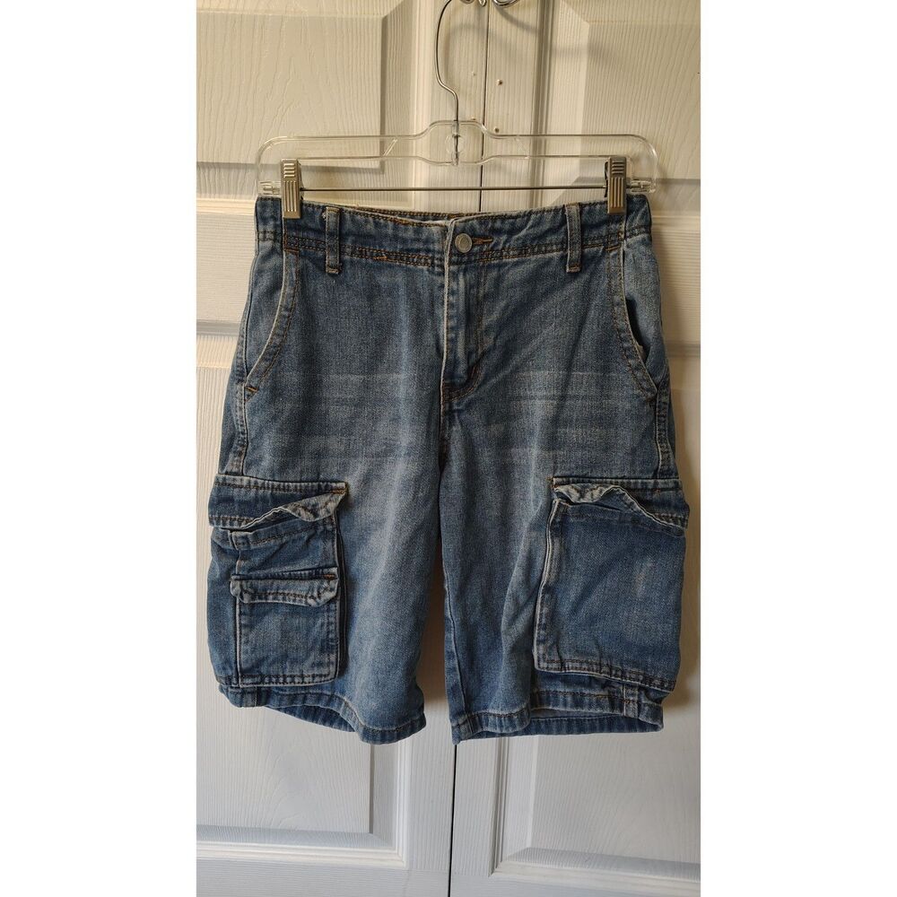 Angel Kiss Blue Denim Cargo Utility Shorts Size 0 Vintage Look Festival Gorpcore